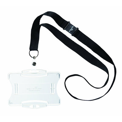 DURABLE Open Face Style ID Badge Holders For One Badge With Lanyard, Horizontal Or Vertical Orientation, Clear, Pack Of 10 (826619)