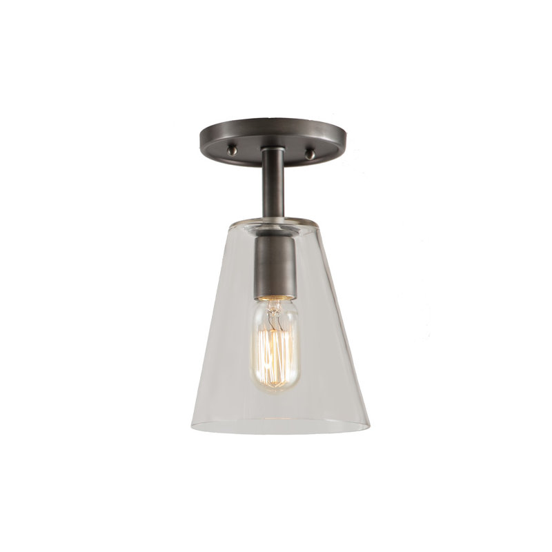 Baptiste Glass Semi Flush Mount, 10" H x 6" W, Pewter