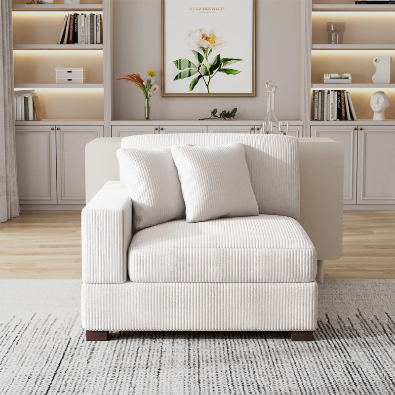 Fauteuil en velours côtelé Yalisa, Velours côtelé beige