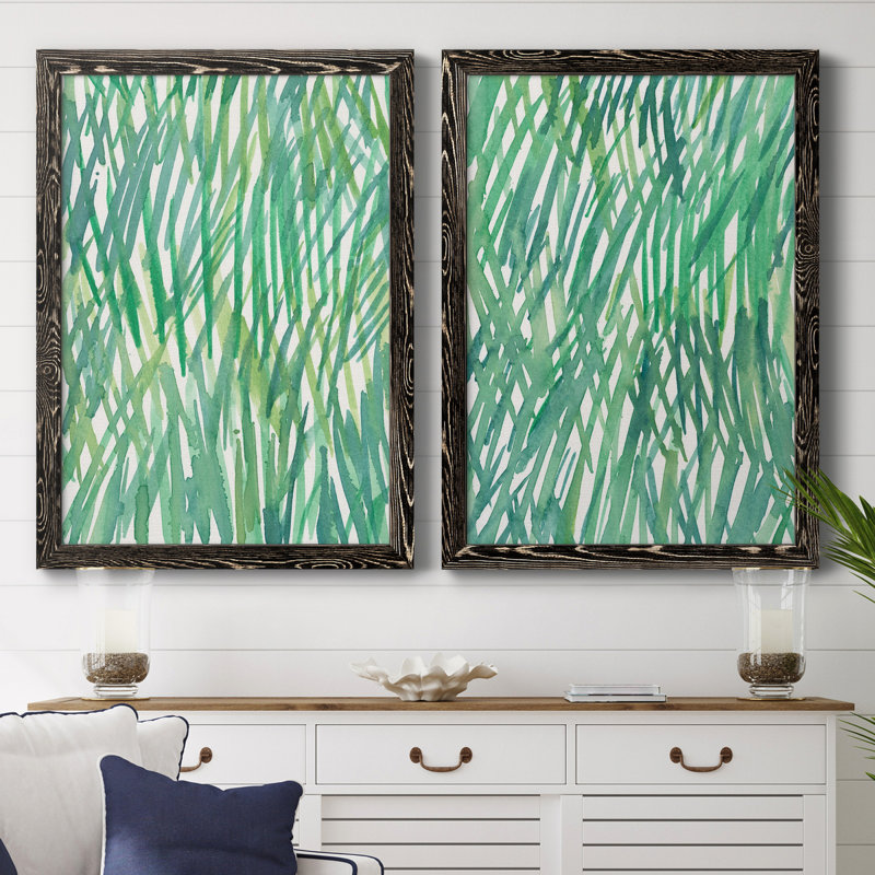 Just Grass I - Ensemble de 2 peintures sur toiles encadrées, Toile avec cadre noir, H 31,5 po x l 47 po x P 1,5 po