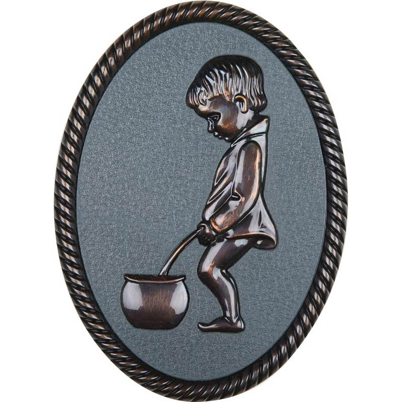 Decorative Restroom Signs, 0.2" H x 4.33" W x 5.91" D, Bronze