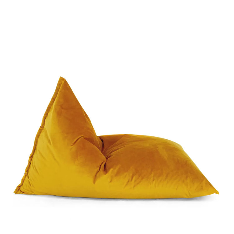 Extra Large Gigami Triangular Velvet Bean Bag Cover - 78.75" X 52.75" - Gold Yellow, Gold Polyester