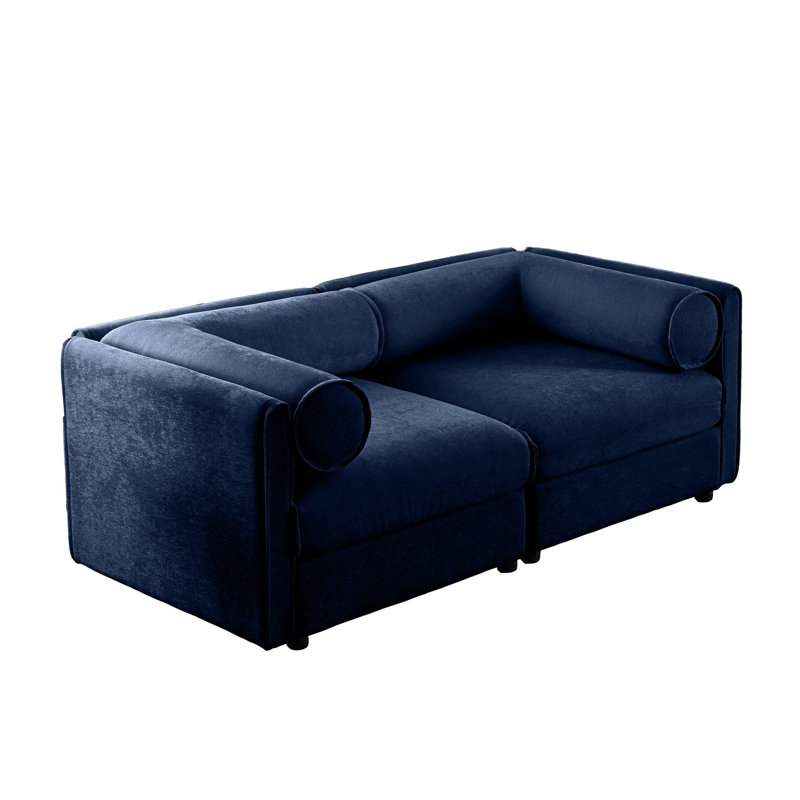 Chenille bleue avec compartiment de rangement et 2 tiroirs pratiques et modernes, Bleu
