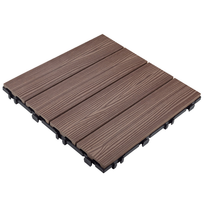 Russet Canyon Brown Wood Composite Square Deck Tiles, 12-Inch, 6-Pack