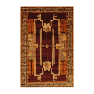 Machine Washable Art Deco Brown Area Rug