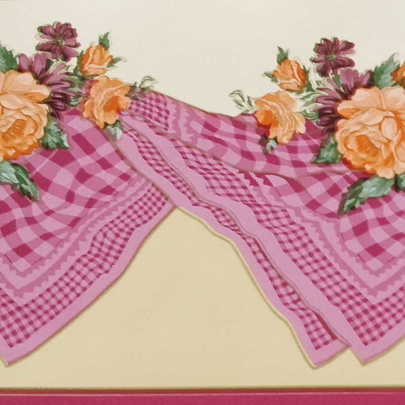 Bordure de papier peint à motif floral rétro L 33 pi x l 4 po Kaelynn, Rose / orange