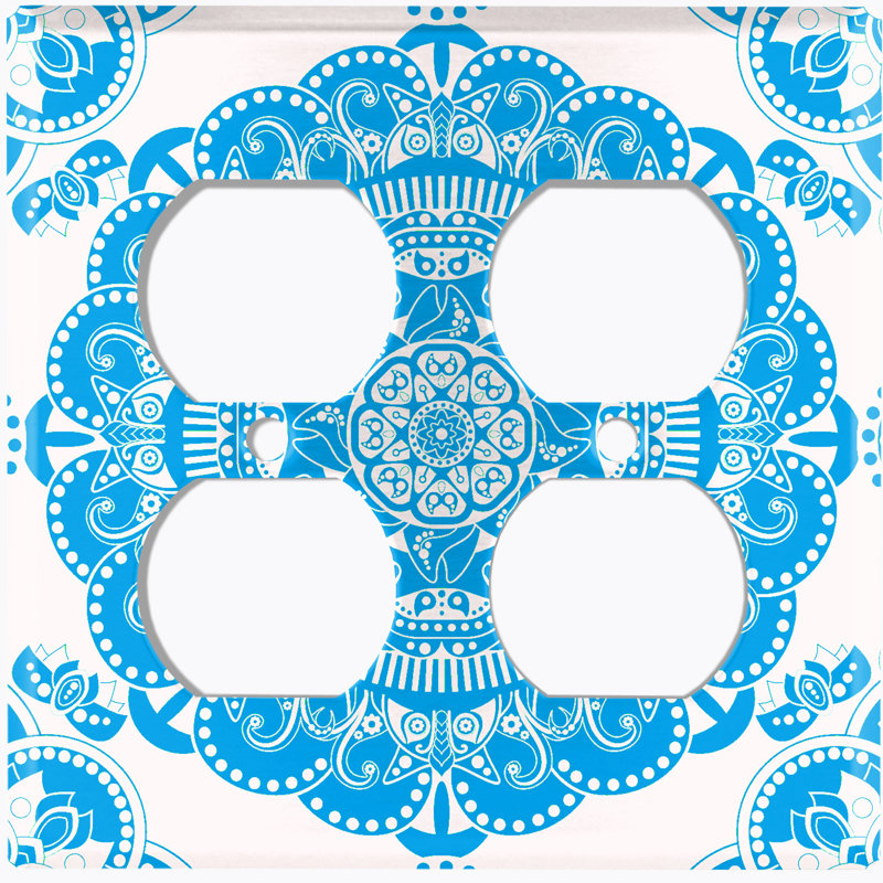 Plaque murale 2 prises doubles, Bleu clair