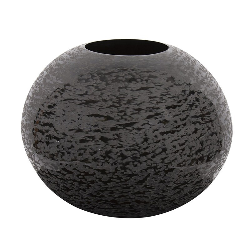 Chiseled Texture Black Iron Globe Vase, Large, 9" H x 11" W x 11" D