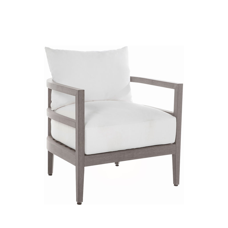 Santa Barbara N-Dura Wood Outdoor Lounge Chair, Welt + Dream Fill, Natural White, Slate Gray