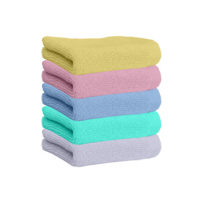 Bath Towels5-Pack Cottons Face Towel Set Super Absorbent Lint-Free Washcloths Soft Bathroom Hand Towels For Face Bath Shower Gym Travels Blue Green Yellow White P-ink