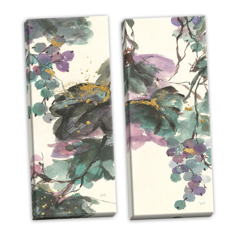«Grape Panel I and Grape Panel II», impression de 2 pièces, Toile tendue, H 8 po x l 20 po x P 0,75 po