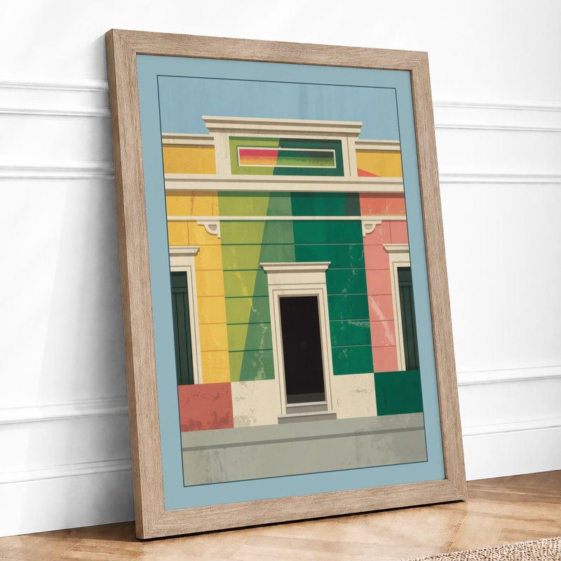 Symmetrical Facade Geometric - Framed Print, A3 - 42.0 x 29.7 cm, Oak
