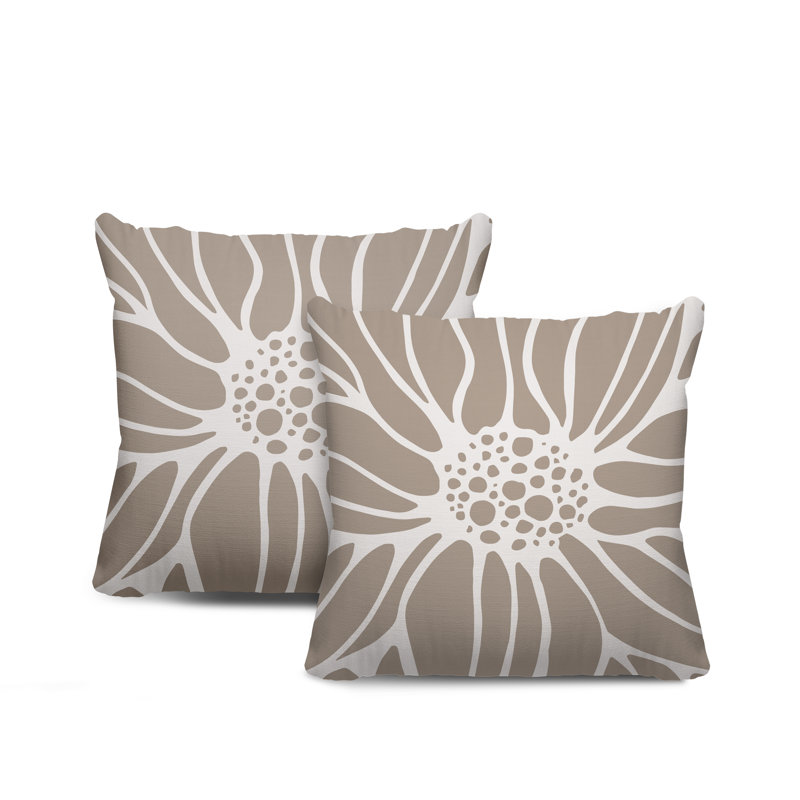 Housse et insert de coussin décoratif intérieur / extérieur en mélange de polyester, Beige, L 17 po x H 17 po