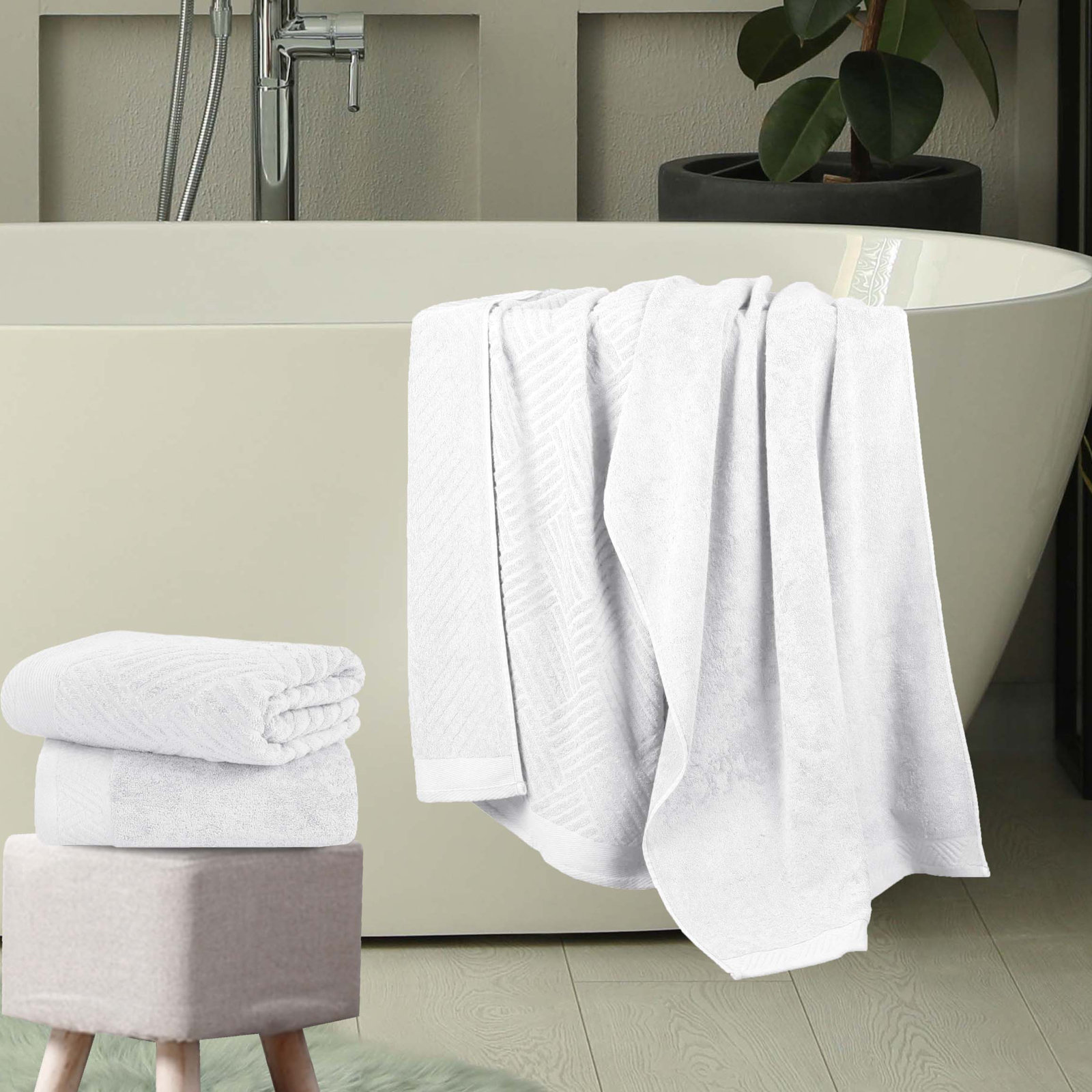 Osterley Egyptian Cotton Bath Towels, White