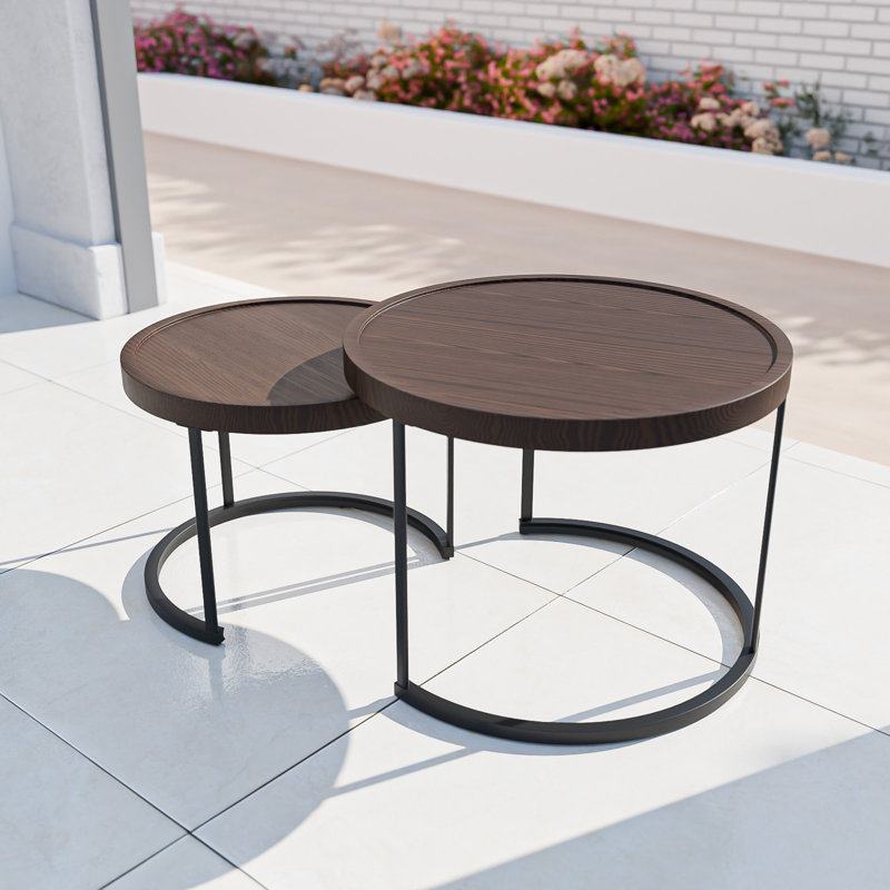 Ensemble de 2 tables basses gigognes en bois