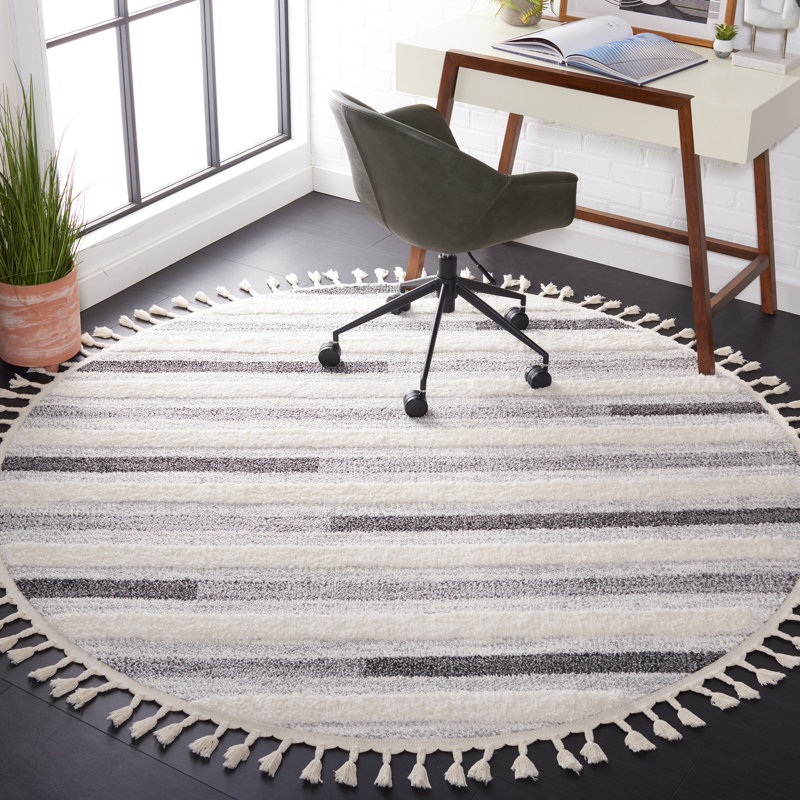 Tapis à poils longs Moroca, Rond 6 pi 7 po