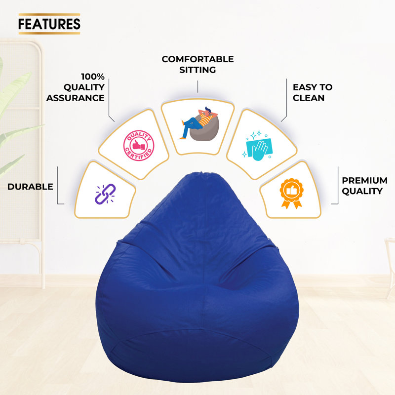 Leatherette Solid Indoor Bean Bag Cover - Filling Not Included, Blue