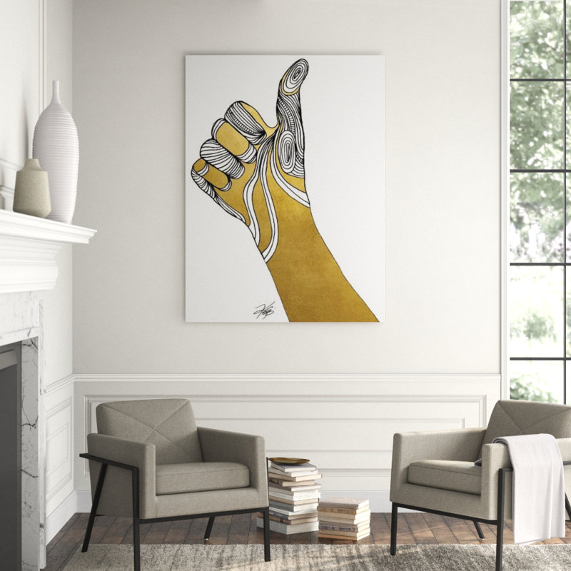 Sign Language VII Print by Kelli Ellis, 32" H x 24" W x 1.5" D, Gilded Gold