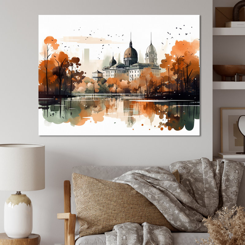 Rosanell Brown and Orange Urban Rhythms - impression, H 30 po x l 40 po x P 1,5 po, Toile tendue