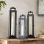 Lanterne de Noël, noire, lot de 3
