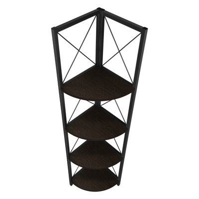 Contemporary 4 Tier Bookcase For Storage - Brown & Metal Modern Bedroom Color