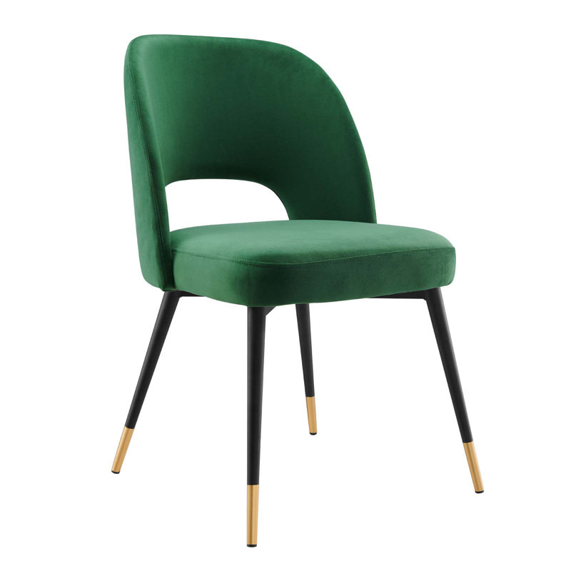 Emerald Velvet Upholstered Side Chair with Metal Legs