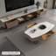 Table basse en acier inoxydable et blanc-997180287