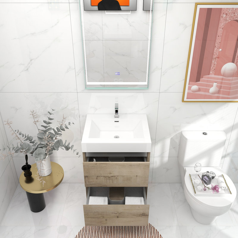 Ensemble de meuble-lavabo simple l 24 po, Chêne clair