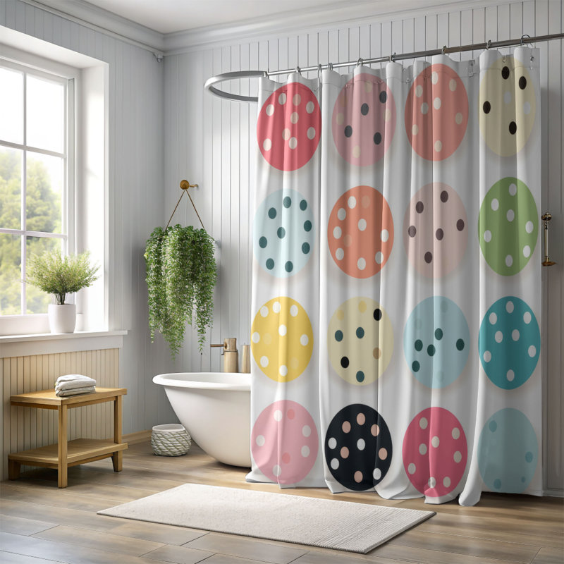 Tacheté - Rideau de douche Premium, H 74 po x l 71 po