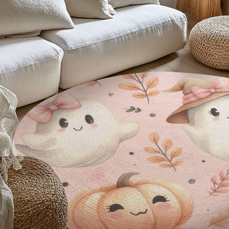 Tapis tressé Ghoul & Pumpkin, Rond 5 pi