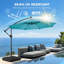 Parasol en porte-à-faux de 120 po, parasol de patio suspendu décalé de 10 pi avec 32 lumières DEL et inclinaison facile, abat-jour de parasol extérieur commercial pour la cour, la piscine, la plage et le jardin-2019512936