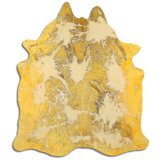 Tapis jaune en cuir de vache fabriqué à la main Atef