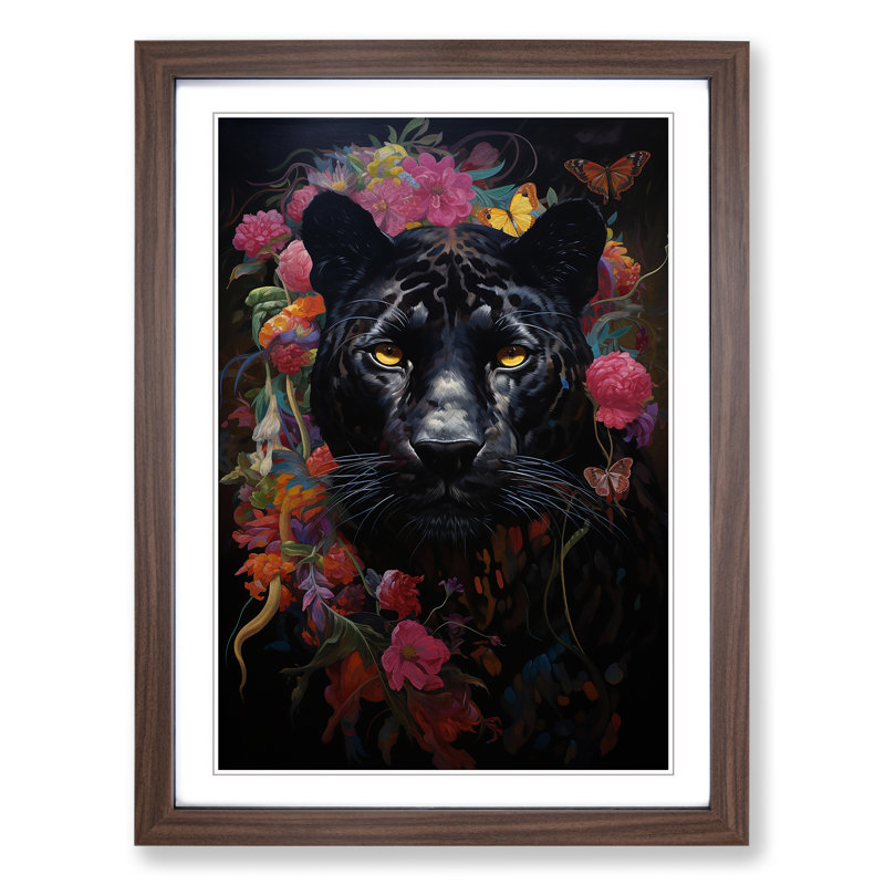 Panther Renaissance - Single Picture Frame Print on Wood, Walnut, 46" H x 34" W x 2" D