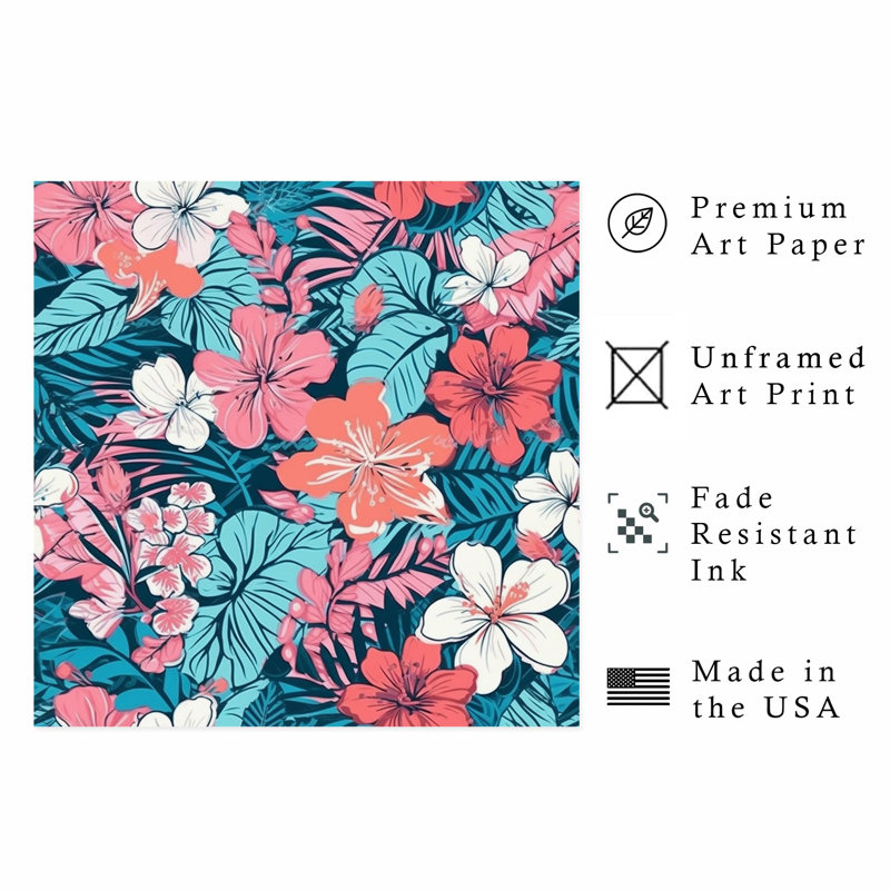 Floral, fleurs d'hibiscus III, impression tropicale sans cadre, H 10 po x l 10 po