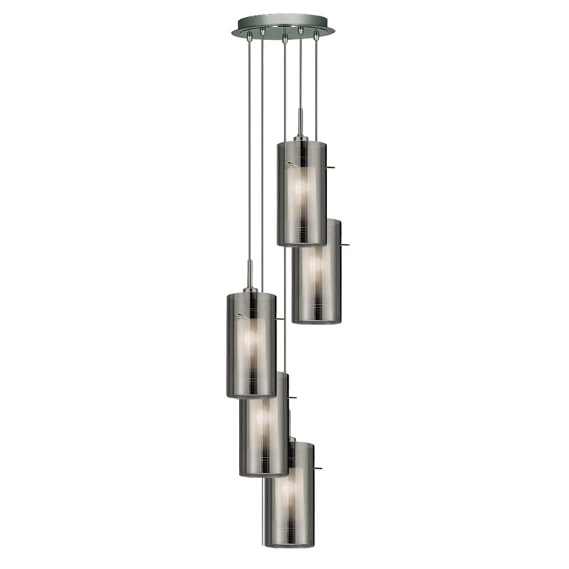 Araceli 5-Light Cluster Chandelier, Smokey Glass