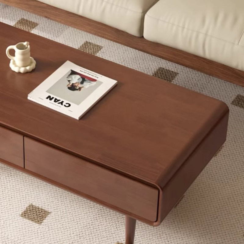 Retro design solid wood coffee table, 16.53" H x 39.37" L x 19.68" W