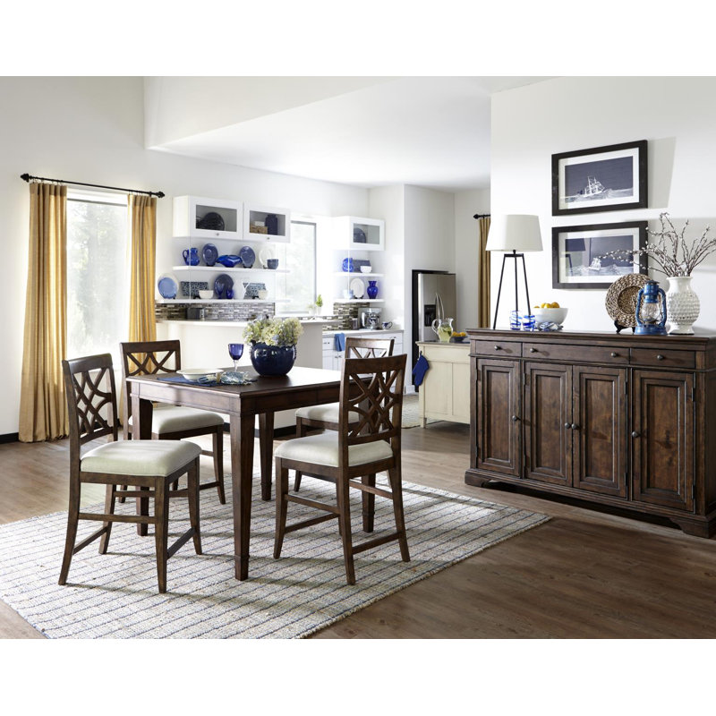 Brown Wood Extendable Traditional Counter Height Dining Table