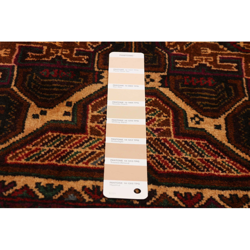Tapis beige et brun Teimani 3 pi 8 po x 6 pi 9 po