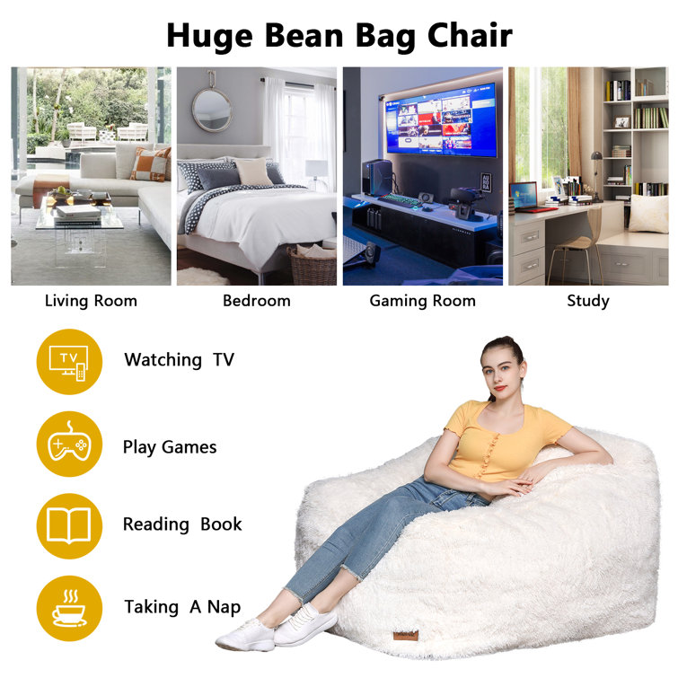 Recaceik Bean Bag Chairs with Filler,White