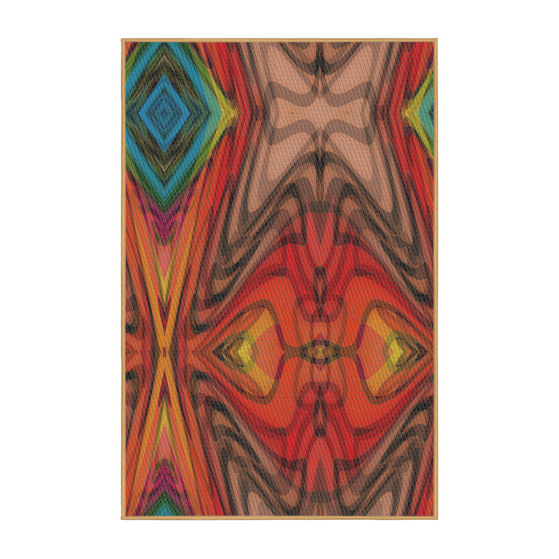 Tapis rouge/bleu/vert à motif, Rectangle 3 pi x 5 pi