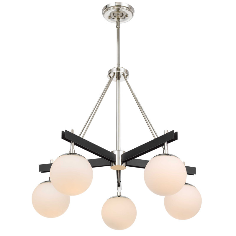 Allie Heritage Modern 24.5" Black & Polished Nickel Sputnik Chandelier