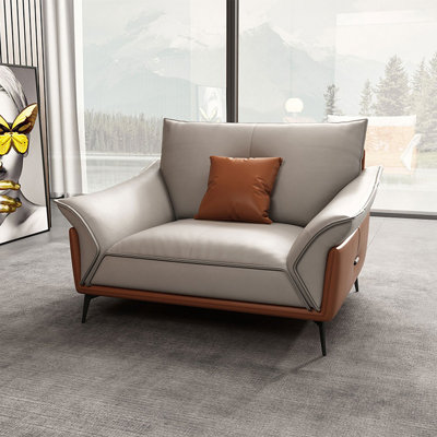 Fauteuil avec coussin en cuir véritable