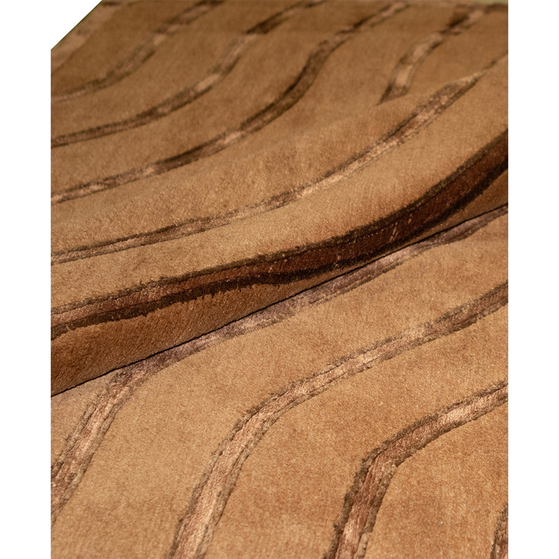 Tapis brun en laine noué à la main de conception unique 5 pi 3 po x 7 pi