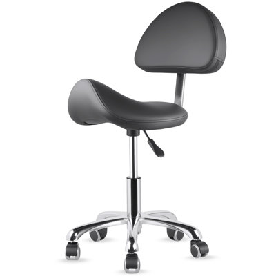 Height Adjustable Saddle Stool with Back