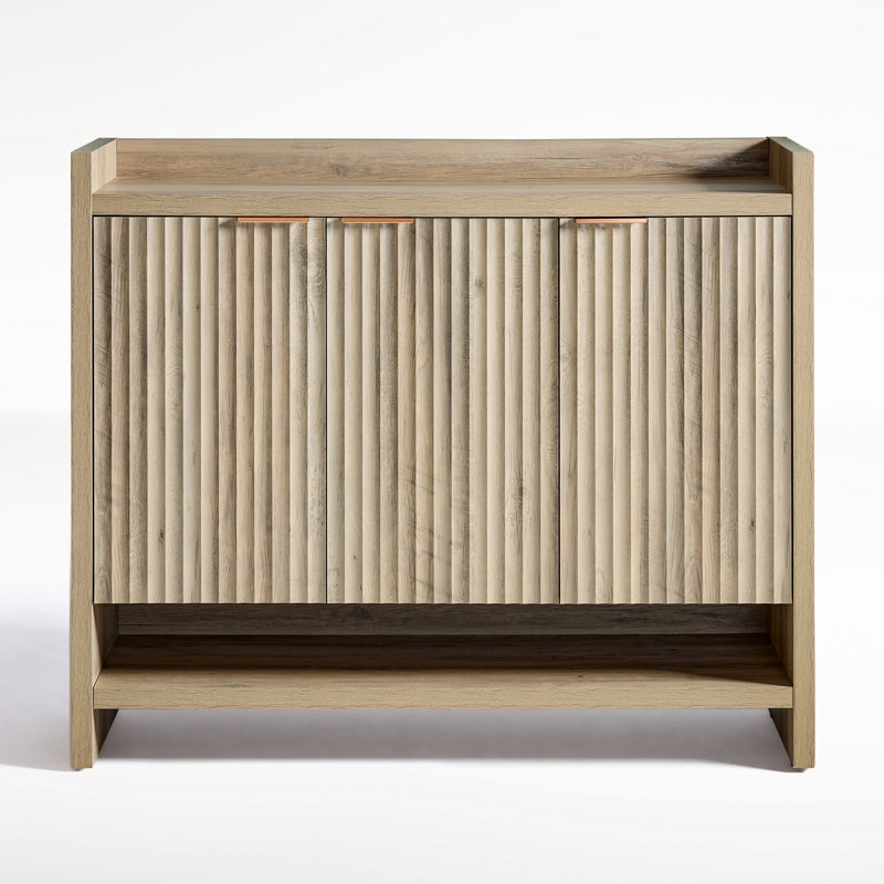 Nicolee 30 Pair Shoe Storage Cabinet, Sand Oak