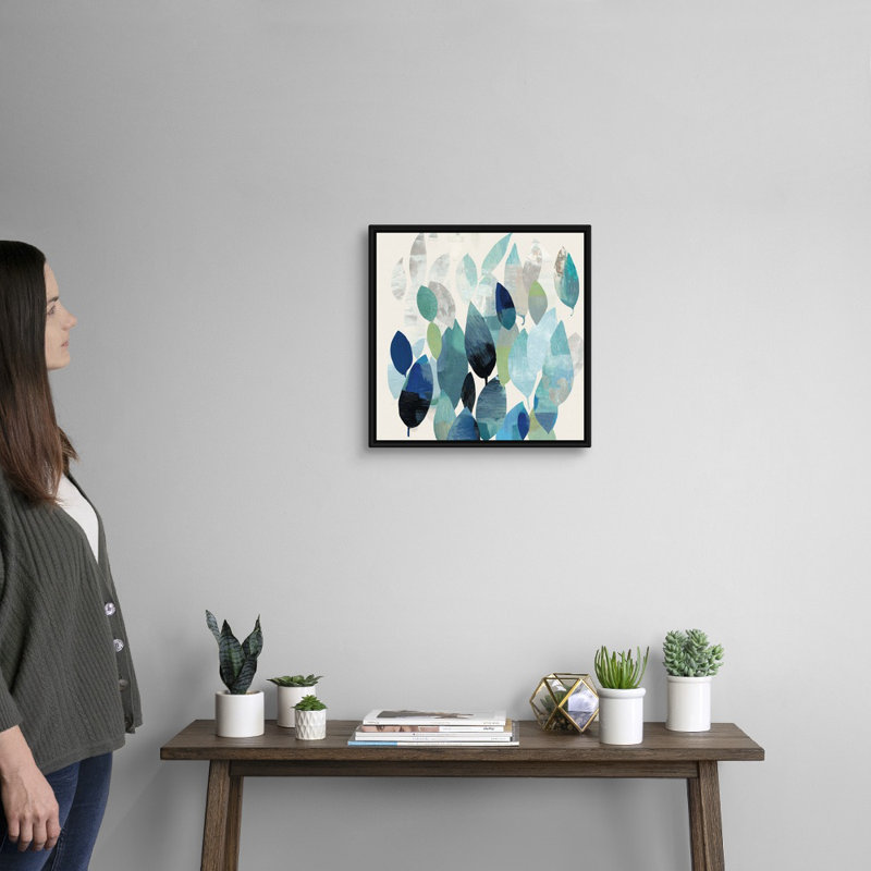 " Leaf Mural I " Painting Print, 18" H x 18" W x 1.75" D, Black Framed