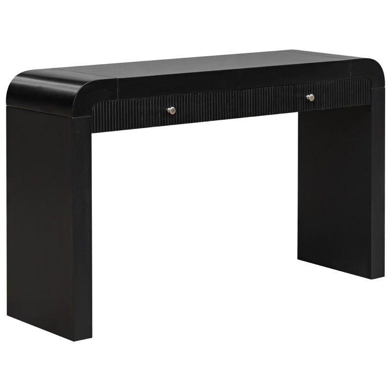 Console rustique avec tiroir à cannelures pour l'entrée et le salon, Noir
