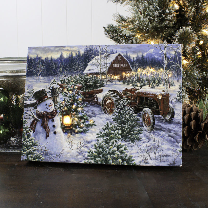 Tree Farm 8x6 Mini Lighted Easel Back Canvas