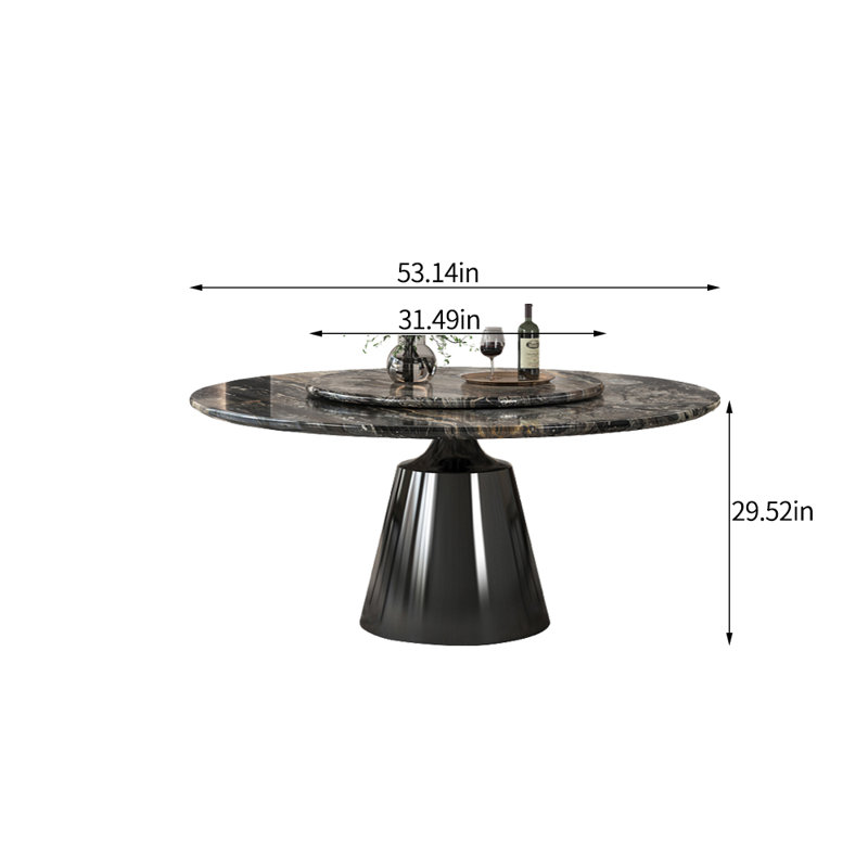 Table de salle à manger ronde moderne en marbre simple, H 29,52 po x L 53,14 po x l 53,14 po