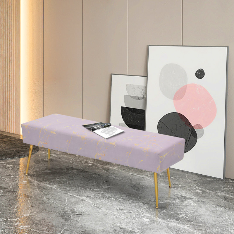 Fauteuil de coiffeuse en velours capitonné l 30 po Conejara, Light Purple Velvet 1